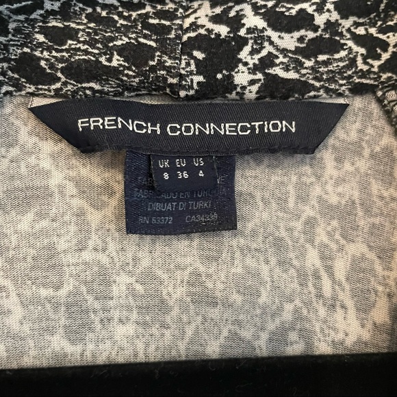 French Connection Black Printed Jersey Dress Size 4 - Picture 4 of 10
